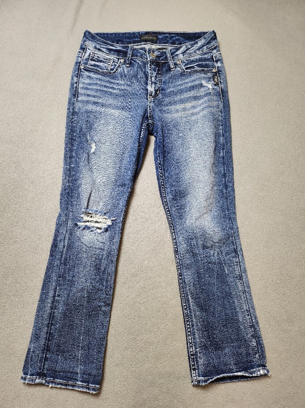 Silver Jeans Elyse Cropped Capri Distressed Jeans Women's W27 Ripped